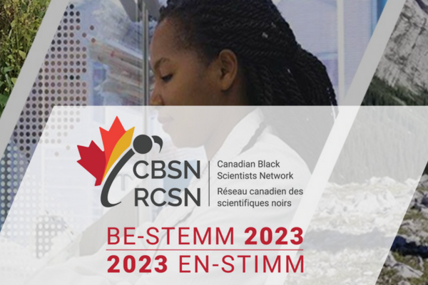 Promotional poster for BE-STEMM 2023 by the Canadian Black Scientists Network